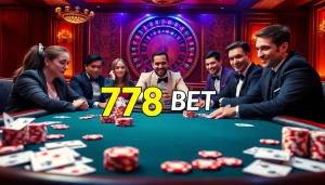 Exciting poker scene featuring 789 BET with colorful chips and cards in a luxurious casino setting.