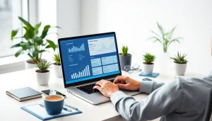 Professionnel utilisant un outil de validation d'e-mails en ligne dans un bureau moderne, assurant la validation d'e-mails en ligne.