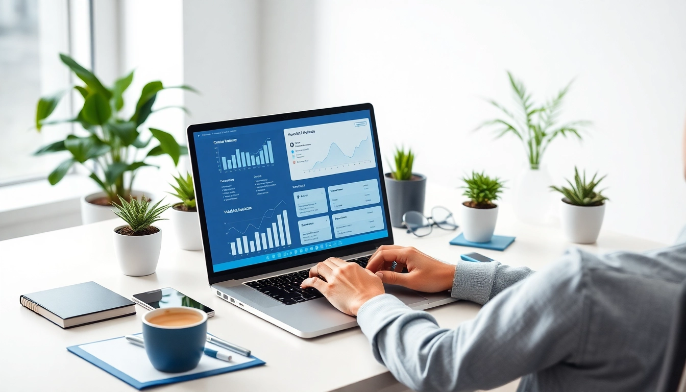 Professionnel utilisant un outil de validation d'e-mails en ligne dans un bureau moderne, assurant la validation d'e-mails en ligne.