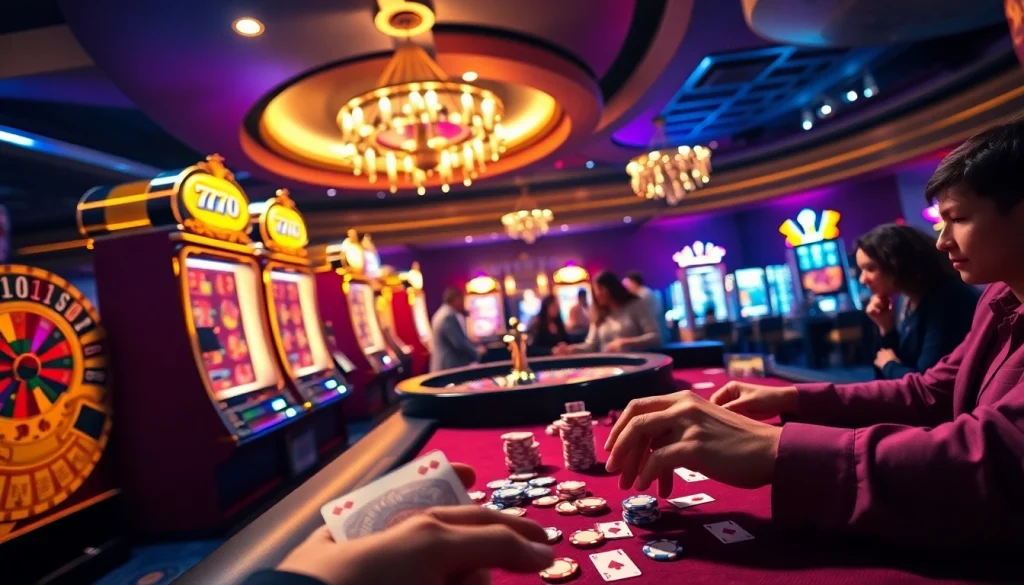 Gambling excitement at 777g casino with vibrant slot machines and thrilling poker action.