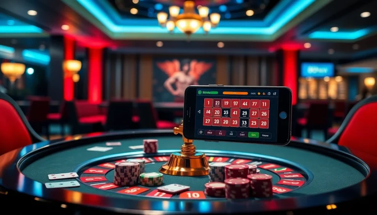 Experience the thrill of gaming with Tải App 888new on a luxurious casino table setup.