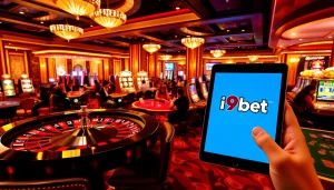 Players enjoying thrilling games at an i9bet casino, with vibrant tables and high-quality visuals.