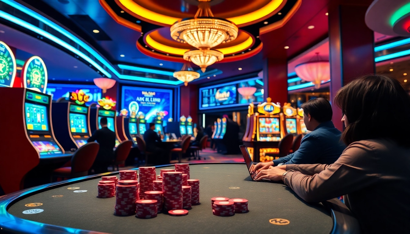 UU88 players engaging with advanced casino technology in a safe, vibrant environment.