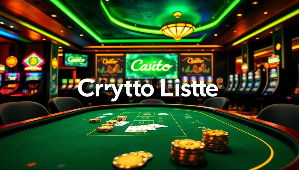 Engaging gaming scene highlighting the latest casino crypto liste with vibrant tables and digital elements.