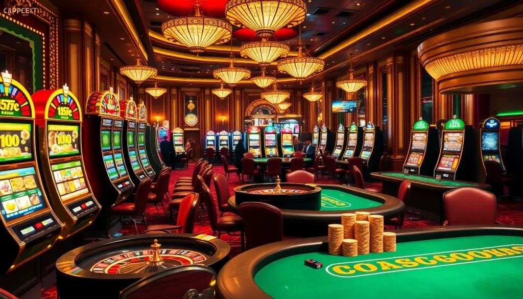 Engager les joueurs dans un casino en ligne crypto de luxe avec des machines à sous et des tables de poker.