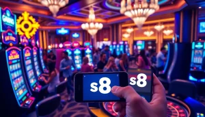 Exciting online gambling experience at s 8 casino with vibrant slot machines and a digital interface.