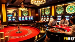 Engaging players at F8BET's luxurious casino table while enjoying thrilling games of chance.
