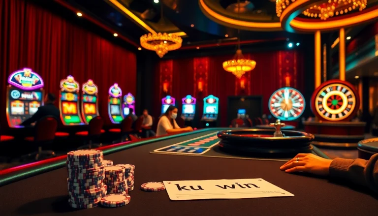 Engaging poker game showcasing a ku win betting slip and vibrant casino elements.