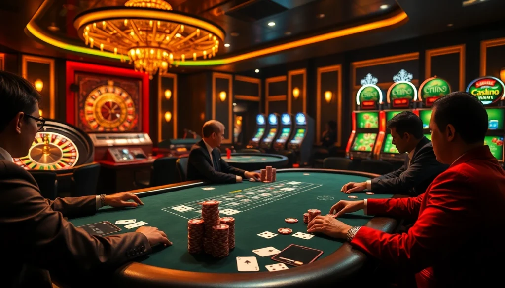 Experience the thrill at the meilleur casino france en ligne with vibrant roulette and poker scenes.