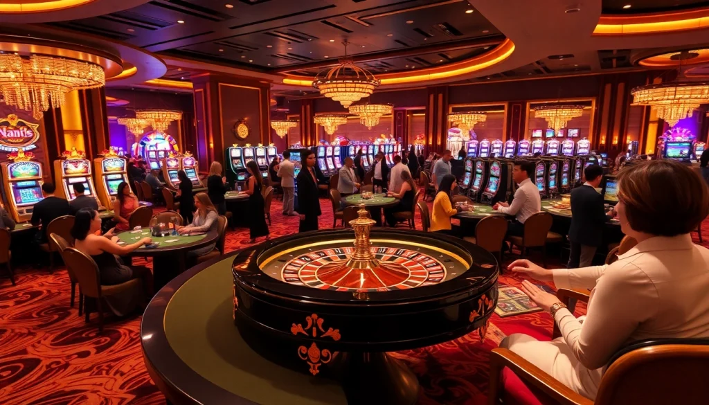 Experience the excitement of NHÀ CÁI LC88 with vibrant casino gaming tables and roulette.