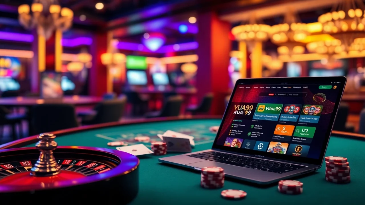 Enjoying a thrilling poker game at Vua99 online casino interface with vibrant colors.