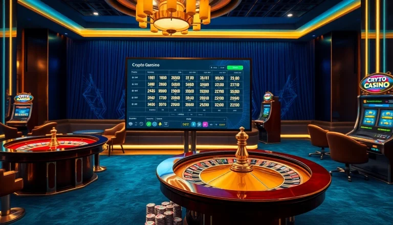 Engaging scene depicting casino en ligne crypto with online gambling interface and classic gaming elements.